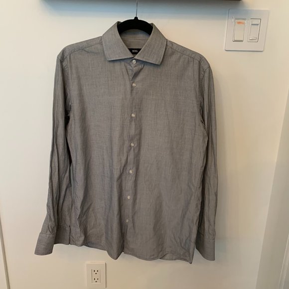 Hugo Boss Slim Fit Dress Shirt - 39, 15.5 - Grey